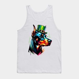 Doberman Pinscher Revels in Saint Patrick's Day Fun Tank Top